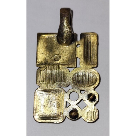 PREMIER DESIGNS Enameled Brass Tone Medallion Enhancer Modernist Rhinestones - Picture 2 of 3